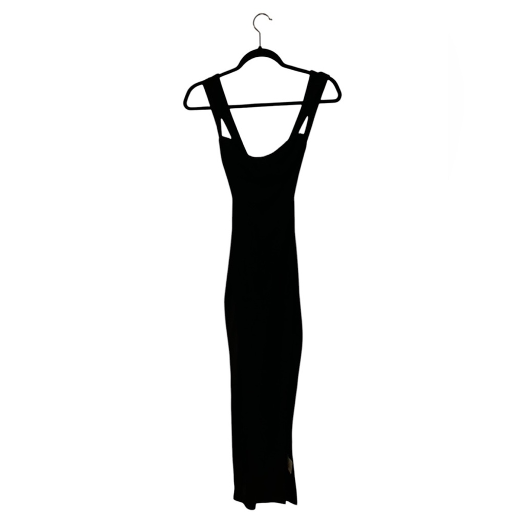 Black front slit dress